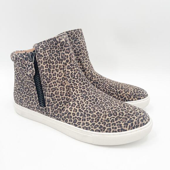 NEW GENTLE SOULS Shoes Size 9.5 Carter Animal Print Zipper Leopard Leather HiTop - Picture 2 of 16